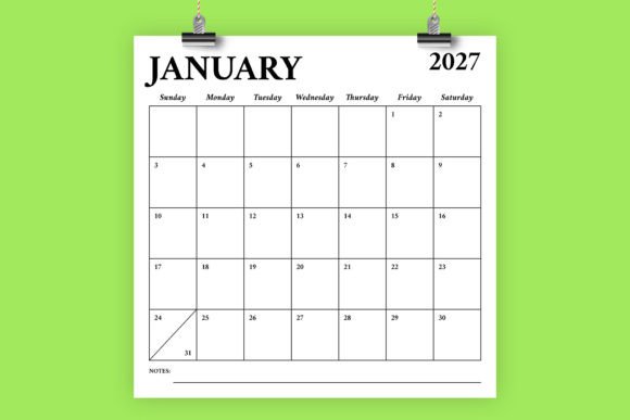 Download 2027 Square 12x12 Calendar Template - Premium Resources