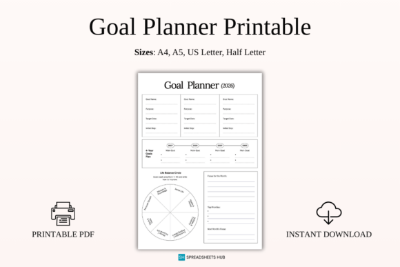 Download 2026 Life Balance | 4-Year Goal Planner - Year Collection