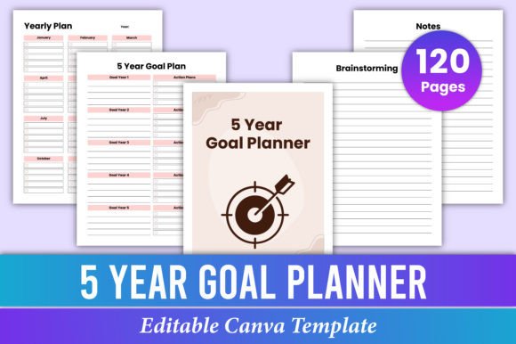 Download 5 Year Goal Planner Canva Kdp Interior - Year Collection