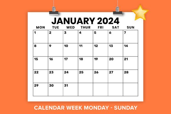 Download 2024 8.5x11 Inch Monday-Sunday Calendar - Premium Bundle