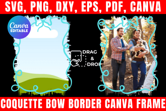 Download Coquette Bow Border Canva Frame Template - Bow border canva Collection