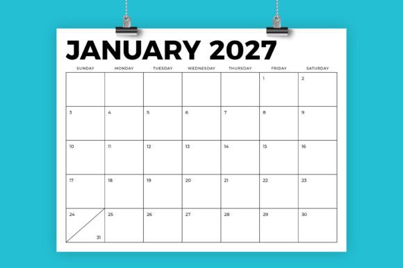 Download 2027 8.5 X 11 Inch Calendar Template - Premium Resources