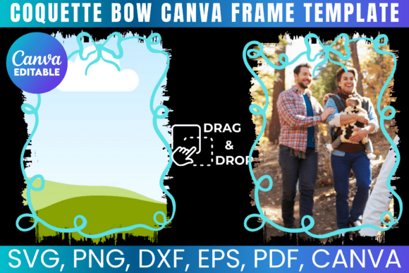 Download Coquette Bow Border Canva Frame Template - Bow border canva Collection