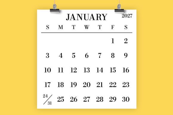 Download 2027 Large Number Square Calendar - Premium Resources